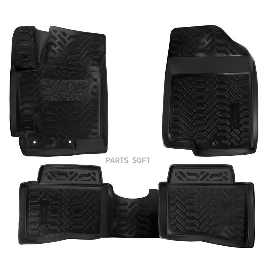 Коврики салона Kia Rio 2011 г.в. полимерный черный "AIRLINE" (высок. борт, крепеж, подпятник.) (4 шт - AIRLINE None None